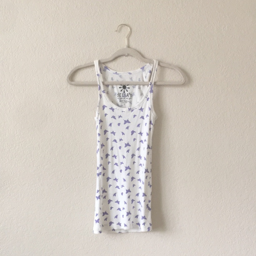 deliA*s Scoop Neck Tank Top Butterfly Print Tee